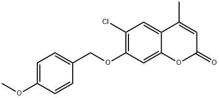 6-chloro-7-[(4-methoxyphenyl)methoxy]-4-methylchromen-2-one Struktur