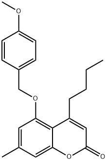 4-butyl-5-[(4-methoxyphenyl)methoxy]-7-methylchromen-2-one Struktur