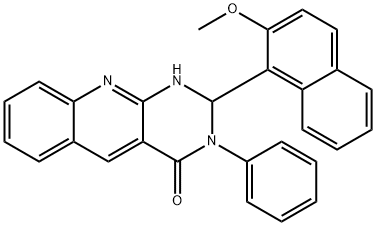 2-(2-methoxynaphthalen-1-yl)-3-phenyl-1,2-dihydropyrimido[4,5-b]quinolin-4-one Struktur