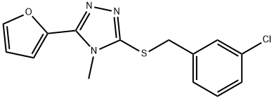 3-[(3-chlorophenyl)methylsulfanyl]-5-(furan-2-yl)-4-methyl-1,2,4-triazole Struktur