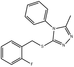 3-[(2-fluorophenyl)methylsulfanyl]-5-methyl-4-phenyl-1,2,4-triazole Struktur