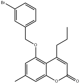 5-[(3-bromophenyl)methoxy]-7-methyl-4-propylchromen-2-one Struktur