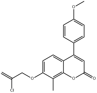 7-(2-chloroprop-2-enoxy)-4-(4-methoxyphenyl)-8-methylchromen-2-one Struktur