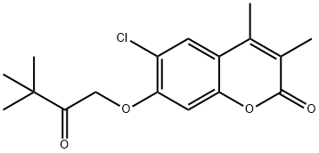 6-chloro-7-(3,3-dimethyl-2-oxobutoxy)-3,4-dimethylchromen-2-one Struktur