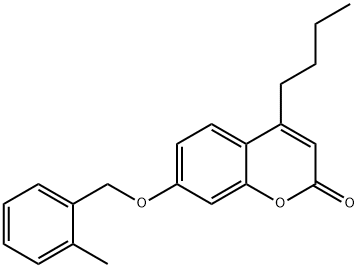 4-butyl-7-[(2-methylphenyl)methoxy]chromen-2-one Struktur