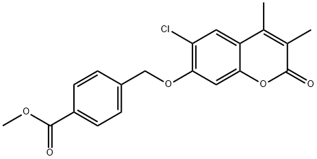 methyl 4-[(6-chloro-3,4-dimethyl-2-oxochromen-7-yl)oxymethyl]benzoate Struktur