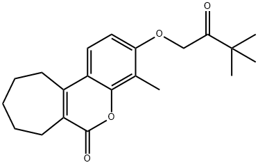 3-(3,3-dimethyl-2-oxobutoxy)-4-methyl-8,9,10,11-tetrahydro-7H-cyclohepta[c]chromen-6-one Struktur