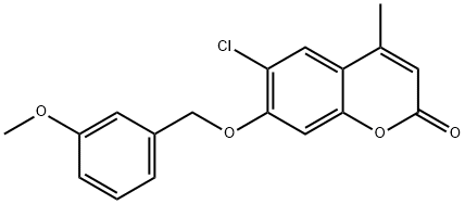 6-chloro-7-[(3-methoxyphenyl)methoxy]-4-methylchromen-2-one Struktur