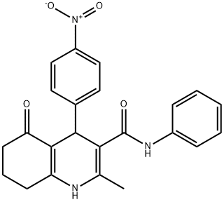 2-methyl-4-(4-nitrophenyl)-5-oxo-N-phenyl-4,6,7,8-tetrahydro-1H-quinoline-3-carboxamide Struktur