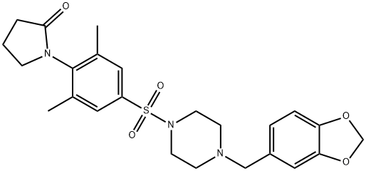 1-[4-[4-(1,3-benzodioxol-5-ylmethyl)piperazin-1-yl]sulfonyl-2,6-dimethylphenyl]pyrrolidin-2-one Struktur