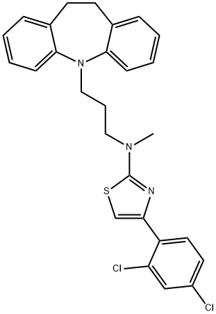 4-(2,4-dichlorophenyl)-N-[3-(5,6-dihydrobenzo[b][1]benzazepin-11-yl)propyl]-N-methyl-1,3-thiazol-2-amine Struktur