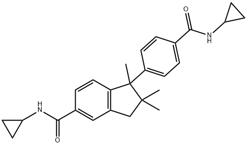 N-cyclopropyl-1-[4-(cyclopropylcarbamoyl)phenyl]-1,2,2-trimethyl-3H-indene-5-carboxamide Struktur