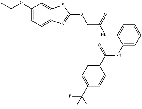 N-[2-[[2-[(6-ethoxy-1,3-benzothiazol-2-yl)sulfanyl]acetyl]amino]phenyl]-4-(trifluoromethyl)benzamide Struktur