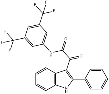 N-[3,5-bis(trifluoromethyl)phenyl]-2-oxo-2-(2-phenyl-1H-indol-3-yl)acetamide Struktur