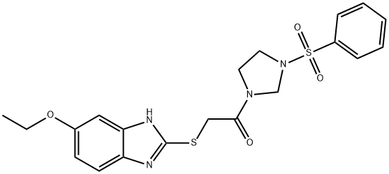 1-[3-(benzenesulfonyl)imidazolidin-1-yl]-2-[(6-ethoxy-1H-benzimidazol-2-yl)sulfanyl]ethanone Struktur