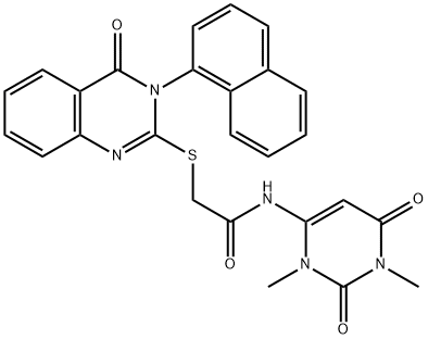 N-(1,3-dimethyl-2,6-dioxopyrimidin-4-yl)-2-(3-naphthalen-1-yl-4-oxoquinazolin-2-yl)sulfanylacetamide Struktur