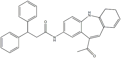 N-(11-acetyl-5,6-dihydrobenzo[b][1]benzazepin-2-yl)-3,3-diphenylpropanamide Struktur