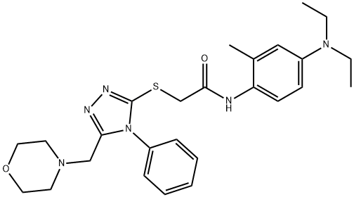 N-[4-(diethylamino)-2-methylphenyl]-2-[[5-(morpholin-4-ylmethyl)-4-phenyl-1,2,4-triazol-3-yl]sulfanyl]acetamide Struktur