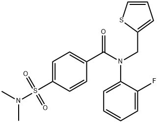 4-(dimethylsulfamoyl)-N-(2-fluorophenyl)-N-(thiophen-2-ylmethyl)benzamide Struktur