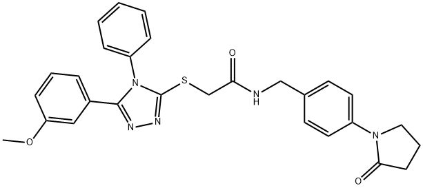 2-[[5-(3-methoxyphenyl)-4-phenyl-1,2,4-triazol-3-yl]sulfanyl]-N-[[4-(2-oxopyrrolidin-1-yl)phenyl]methyl]acetamide Struktur