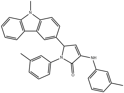 4-(3-methylanilino)-2-(9-methylcarbazol-3-yl)-1-(3-methylphenyl)-2H-pyrrol-5-one Struktur