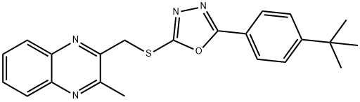 2-(4-tert-butylphenyl)-5-[(3-methylquinoxalin-2-yl)methylsulfanyl]-1,3,4-oxadiazole Struktur