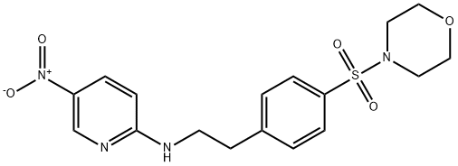 N-[2-(4-morpholin-4-ylsulfonylphenyl)ethyl]-5-nitropyridin-2-amine Struktur