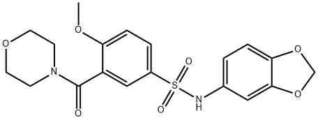 N-(1,3-benzodioxol-5-yl)-4-methoxy-3-(morpholine-4-carbonyl)benzenesulfonamide Struktur