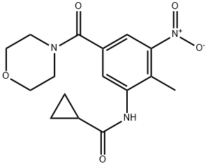 N-[2-methyl-5-(morpholine-4-carbonyl)-3-nitrophenyl]cyclopropanecarboxamide Struktur