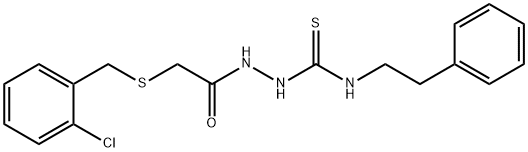 1-[[2-[(2-chlorophenyl)methylsulfanyl]acetyl]amino]-3-(2-phenylethyl)thiourea Struktur