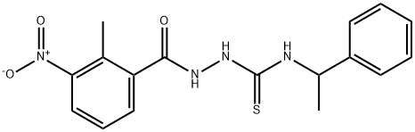 1-[(2-methyl-3-nitrobenzoyl)amino]-3-(1-phenylethyl)thiourea Struktur