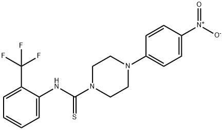 4-(4-nitrophenyl)-N-[2-(trifluoromethyl)phenyl]piperazine-1-carbothioamide Struktur