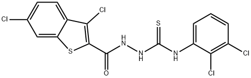 1-[(3,6-dichloro-1-benzothiophene-2-carbonyl)amino]-3-(2,3-dichlorophenyl)thiourea Struktur