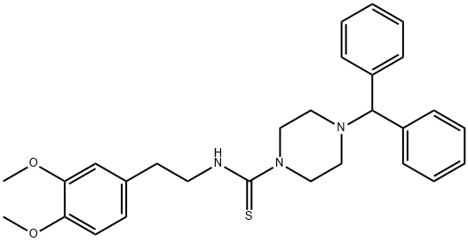 4-benzhydryl-N-[2-(3,4-dimethoxyphenyl)ethyl]piperazine-1-carbothioamide Struktur