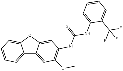 1-(2-methoxydibenzofuran-3-yl)-3-[2-(trifluoromethyl)phenyl]thiourea Struktur