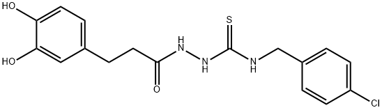 1-[(4-chlorophenyl)methyl]-3-[3-(3,4-dihydroxyphenyl)propanoylamino]thiourea Struktur