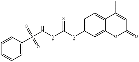 1-(benzenesulfonamido)-3-(4-methyl-2-oxochromen-7-yl)thiourea Struktur