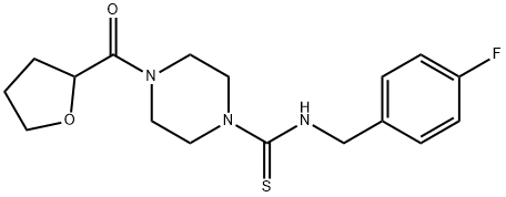 N-[(4-fluorophenyl)methyl]-4-(oxolane-2-carbonyl)piperazine-1-carbothioamide Struktur