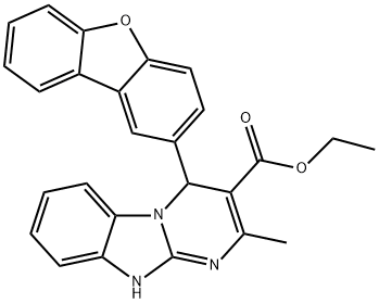 ethyl 4-dibenzofuran-2-yl-2-methyl-1,4-dihydropyrimido[1,2-a]benzimidazole-3-carboxylate Struktur