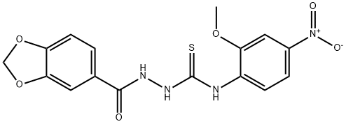 1-(1,3-benzodioxole-5-carbonylamino)-3-(2-methoxy-4-nitrophenyl)thiourea Struktur