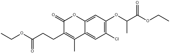 ethyl 2-[6-chloro-3-(3-ethoxy-3-oxopropyl)-4-methyl-2-oxochromen-7-yl]oxypropanoate Struktur