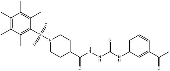 1-(3-acetylphenyl)-3-[[1-(2,3,4,5,6-pentamethylphenyl)sulfonylpiperidine-4-carbonyl]amino]thiourea Struktur