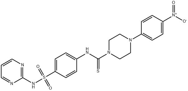 4-(4-nitrophenyl)-N-[4-(pyrimidin-2-ylsulfamoyl)phenyl]piperazine-1-carbothioamide Struktur