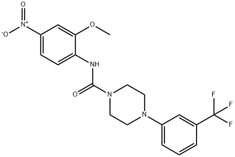 N-(2-methoxy-4-nitrophenyl)-4-[3-(trifluoromethyl)phenyl]piperazine-1-carboxamide Struktur