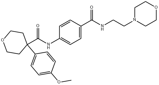 4-(4-methoxyphenyl)-N-[4-(2-morpholin-4-ylethylcarbamoyl)phenyl]oxane-4-carboxamide Struktur