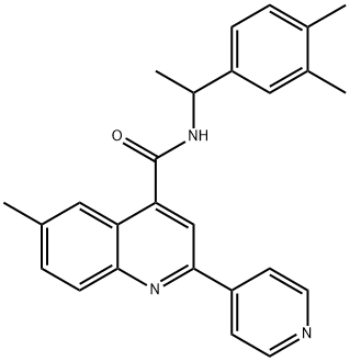 N-[1-(3,4-dimethylphenyl)ethyl]-6-methyl-2-pyridin-4-ylquinoline-4-carboxamide Struktur