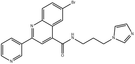 6-bromo-N-(3-imidazol-1-ylpropyl)-2-pyridin-3-ylquinoline-4-carboxamide Struktur