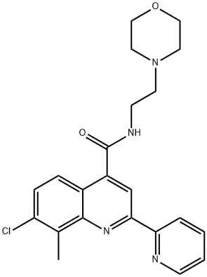 7-chloro-8-methyl-N-(2-morpholin-4-ylethyl)-2-pyridin-2-ylquinoline-4-carboxamide Struktur