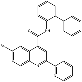 6-bromo-N-(2-phenylphenyl)-2-pyridin-2-ylquinoline-4-carboxamide Struktur