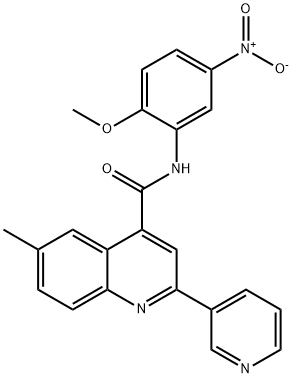 N-(2-methoxy-5-nitrophenyl)-6-methyl-2-pyridin-3-ylquinoline-4-carboxamide Struktur